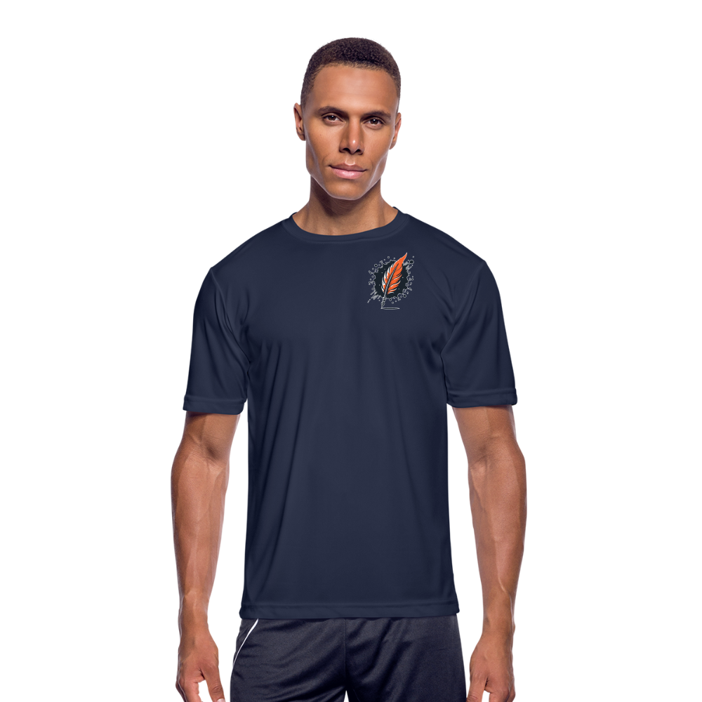 Men’s Official Ink and Ember  Yin and Yang Moisture Wicking Performance T-Shirt with Logo - navy