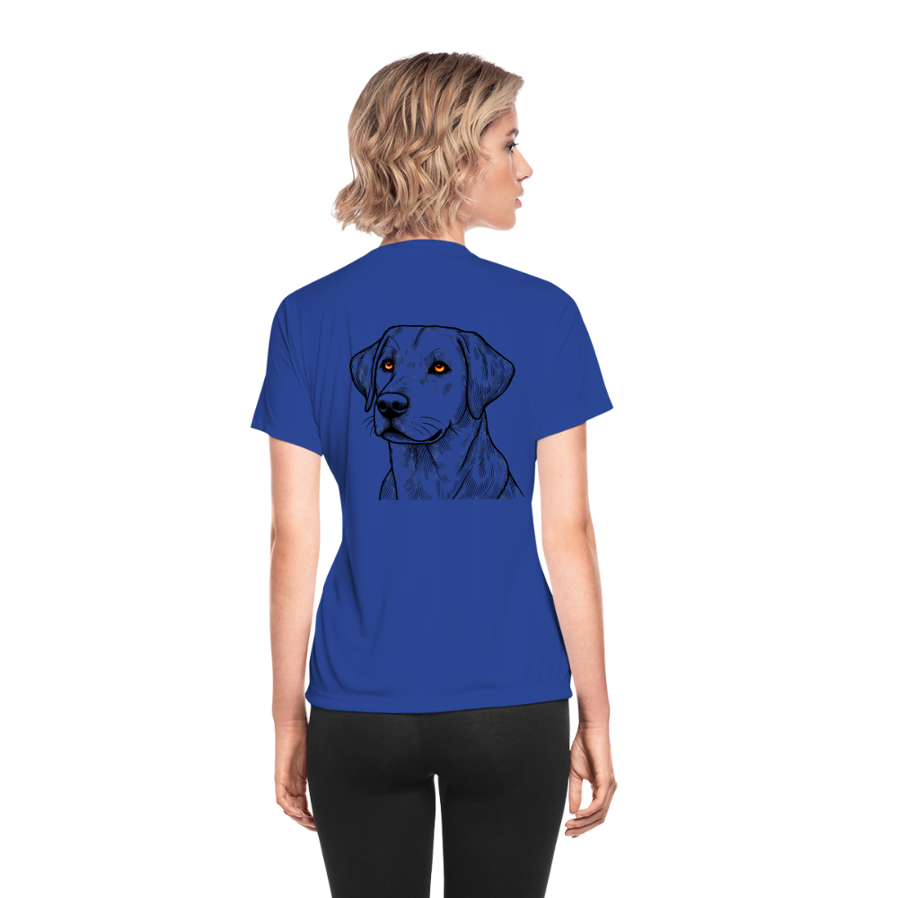 Women's Fine Line Labrador Graphic Moisture Wicking Performance T-Shirt with Logo - royal blue