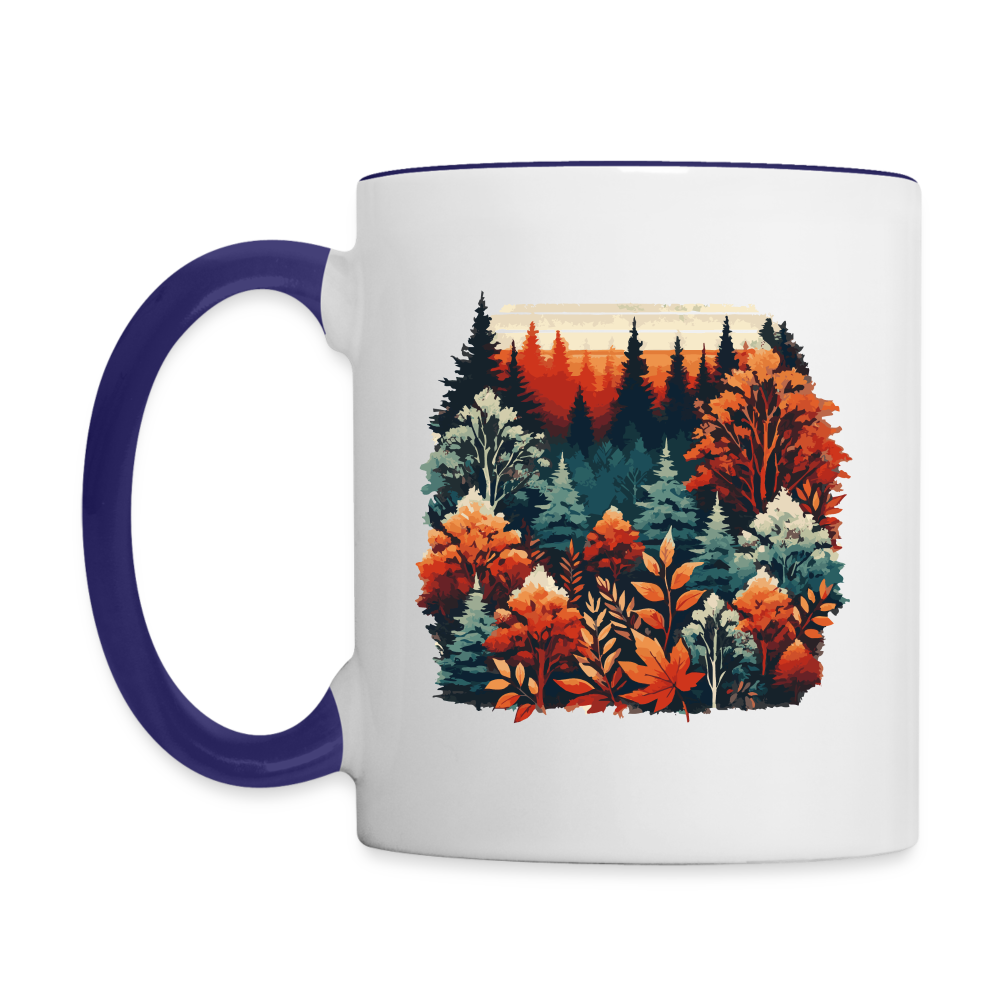 Autumn Leaves: Contrast Mug - white/cobalt blue