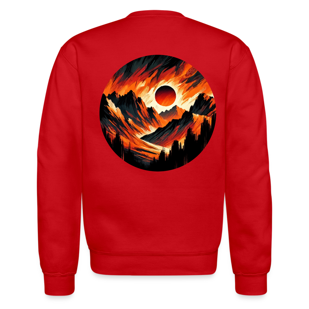 Orange and Black Mountain Range Crewneck Sweatshirt with Logo - red