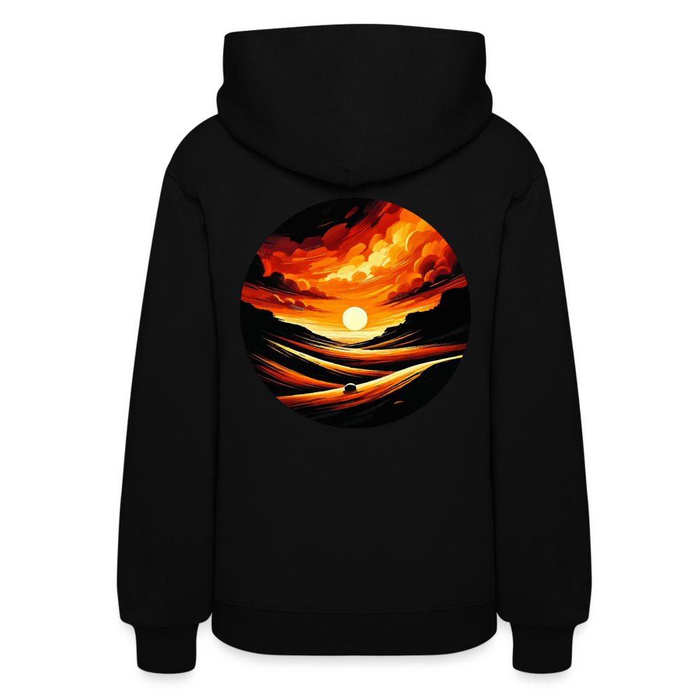 Women's Desert Sunset Graphic Hoodie with Logo - black