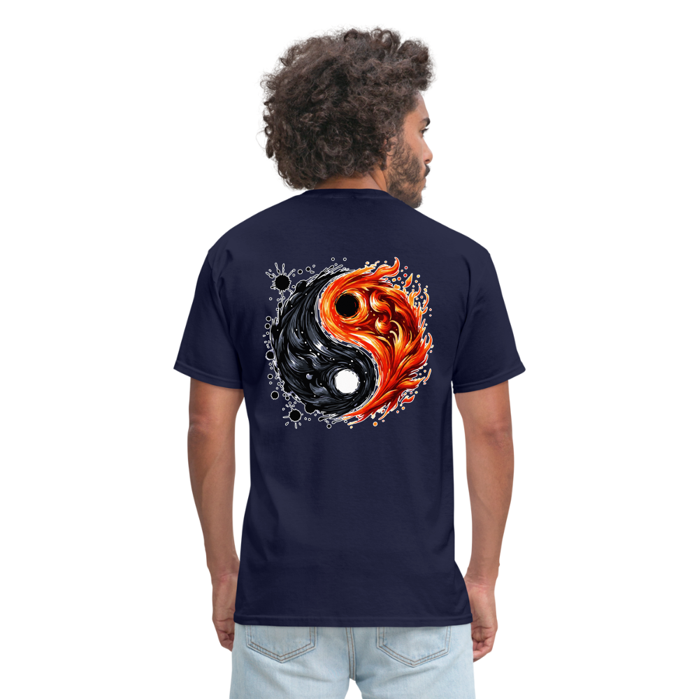 Official Yin and Yang Ink and Ember Unisex Classic T-Shirt with Logo - navy