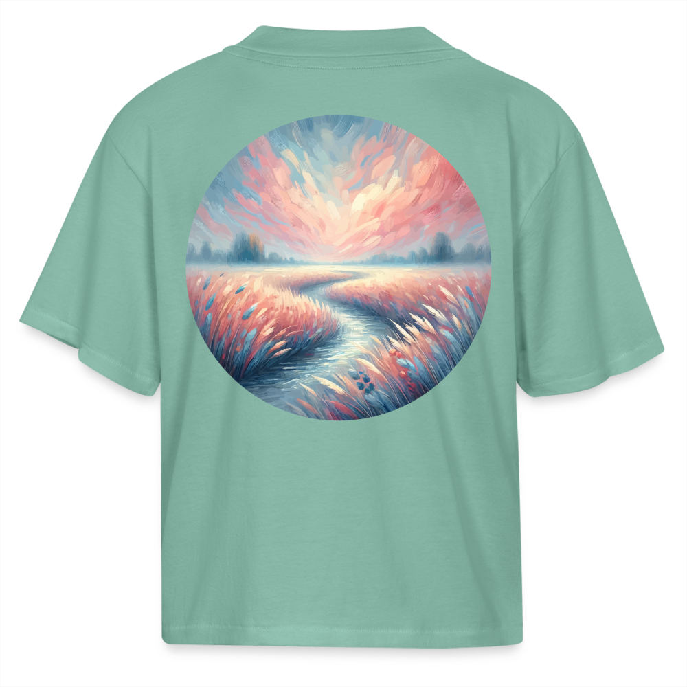 Women's River Meadow Graphic Boxy Tee with Logo - saltwater