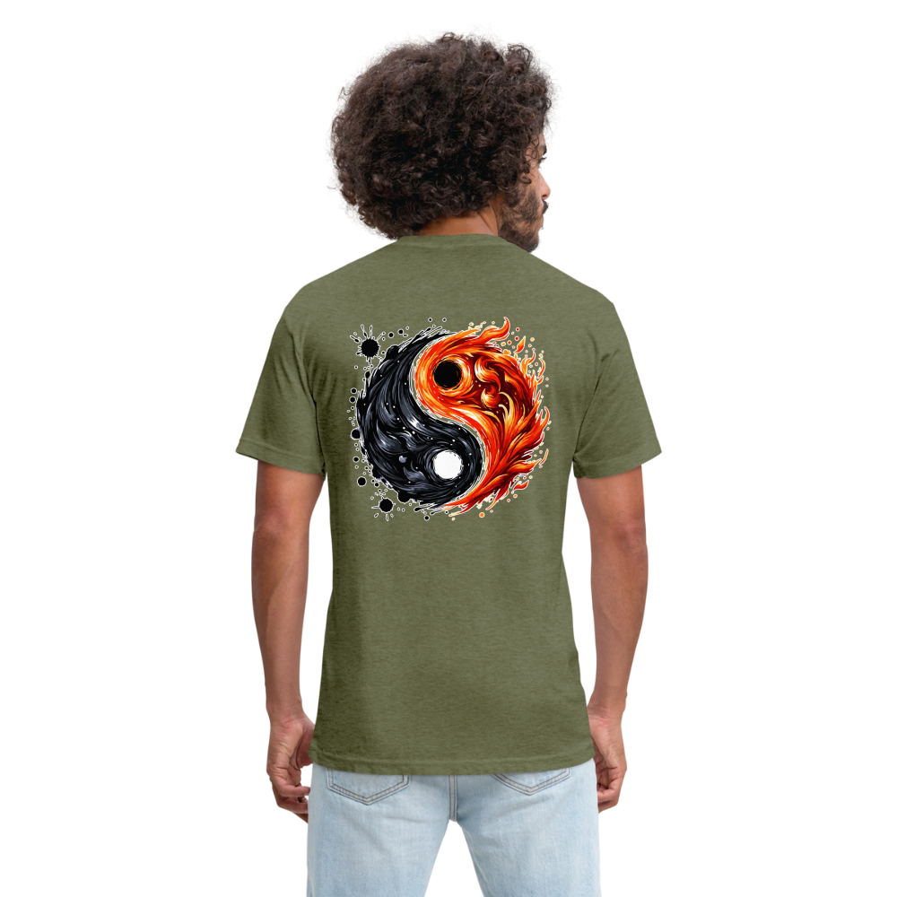 Official Ink and Ember  Yin and Yang Unisex Fitted Cotton/Poly T-Shirt with Logo - heather military green