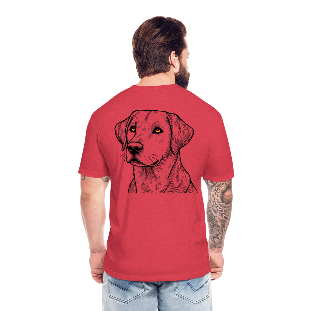 Fine Line Labrador Graphic Unisex Fitted Cotton/Poly T-Shirt with Logo - heather red