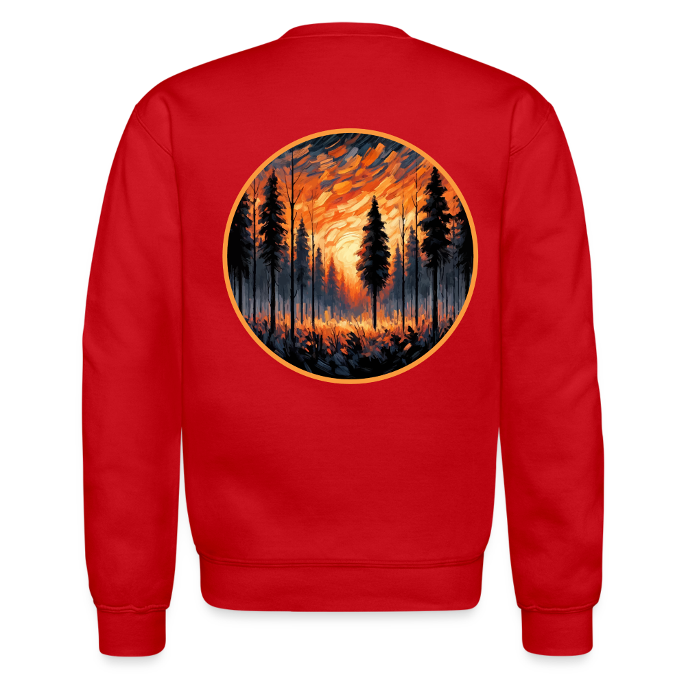 Orange Forest Sunset Crewneck Sweatshirt with Logo - red