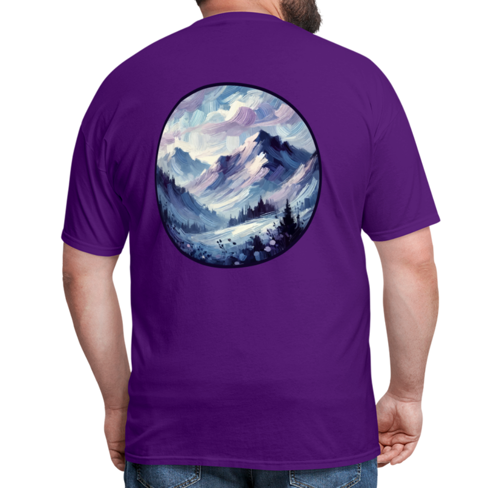 Lavender Blue Mountain Range Unisex Classic T-Shirt with Logo - purple