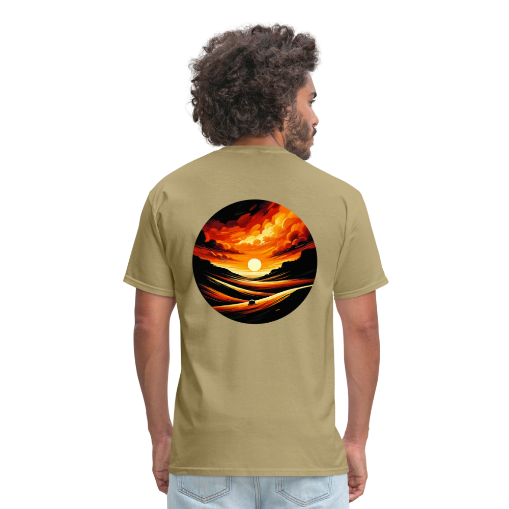 Desert Sunset Graphic Unisex Classic T-Shirt with Logo - khaki