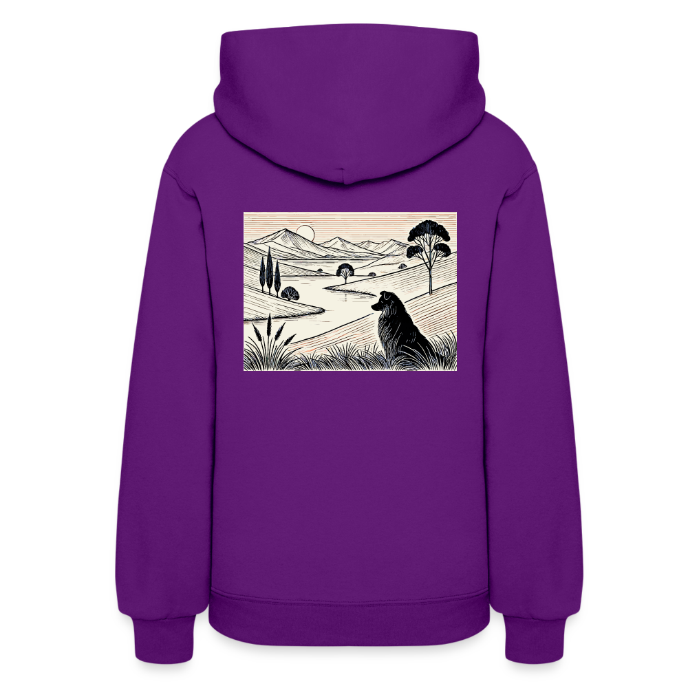 Women's Australian Shepherd Prairie Graphic Hoodie with Logo - purple