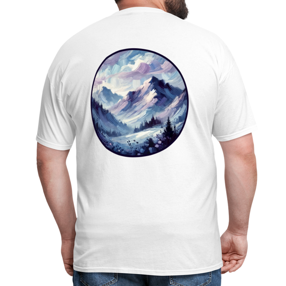 Lavender Blue Mountain Range Unisex Classic T-Shirt with Logo - white