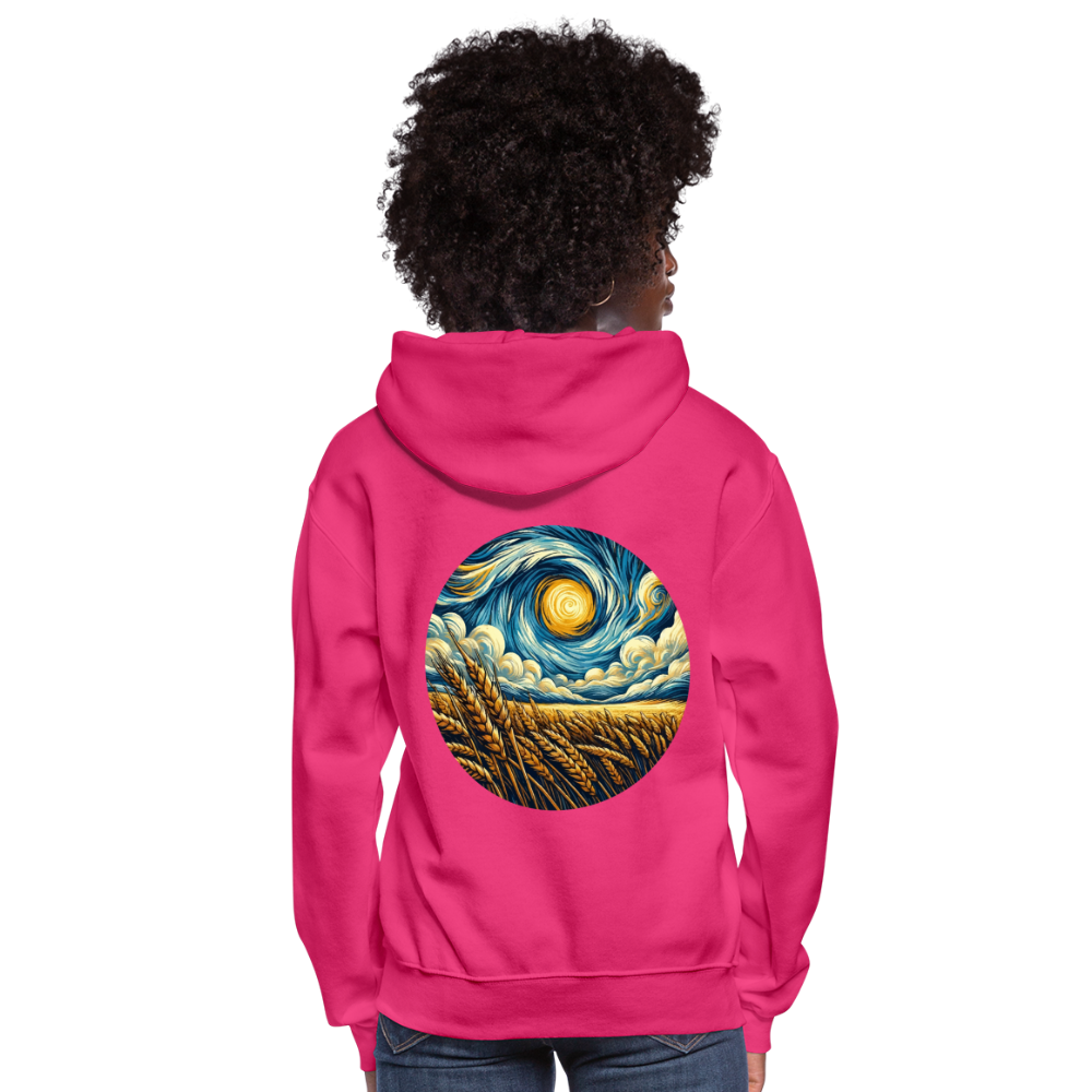 Women's Wheat Field Graphic Hoodie with Logo - fuchsia