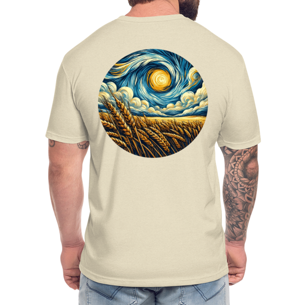 Wheat Field Graphic Unisex Fitted Cotton/Poly T-Shirt with Logo - heather cream