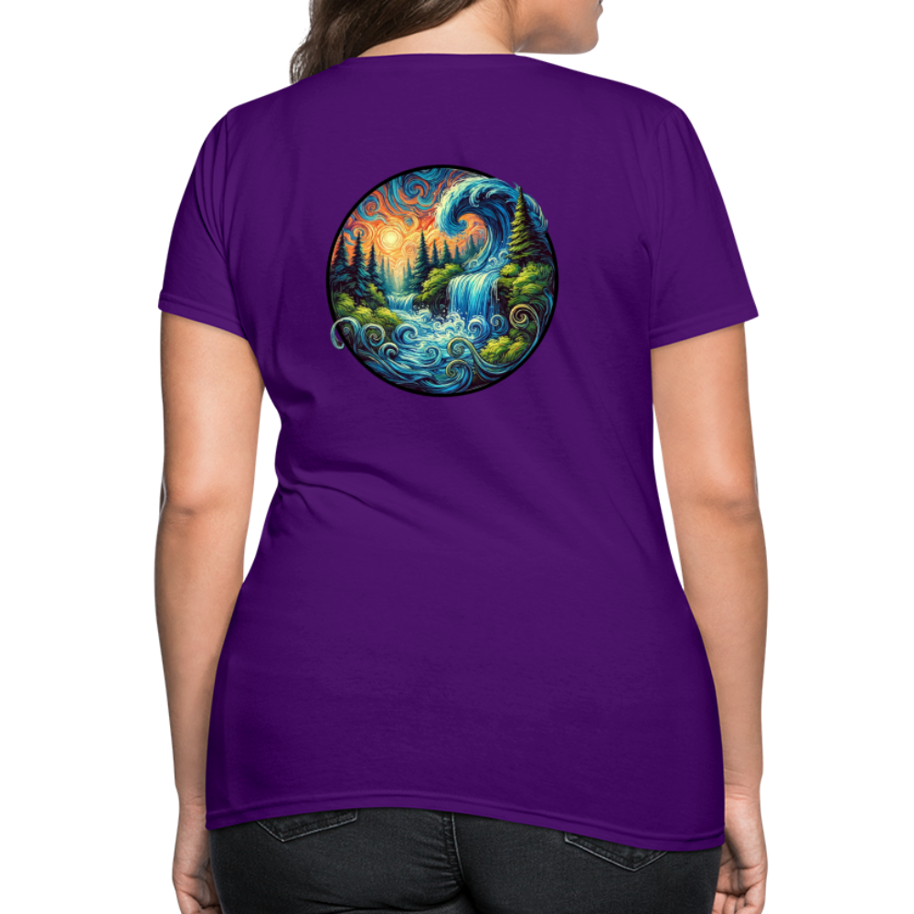 Women's Waterfall Graphic T-Shirt with Logo - purple