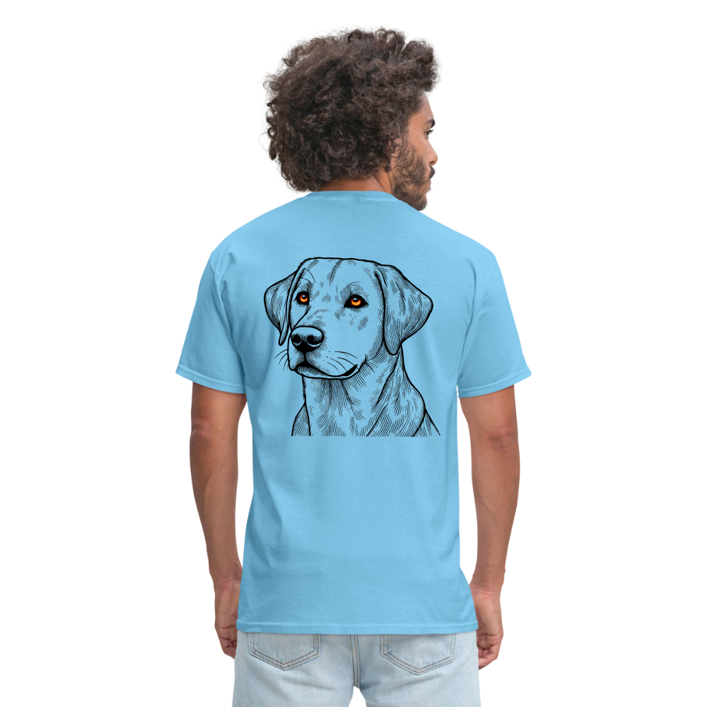 Fine Line Labrador Graphic Unisex Classic T-Shirt with Logo - aquatic blue