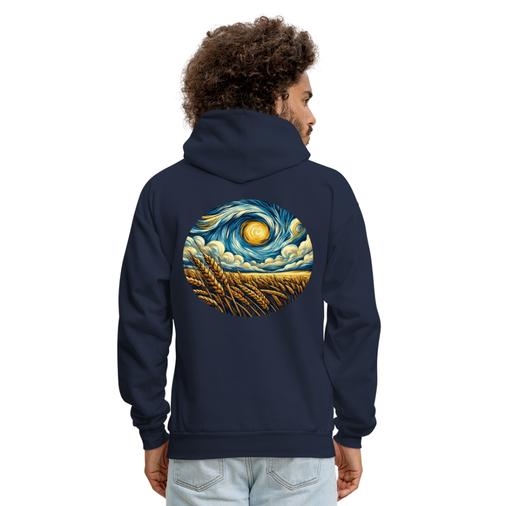 Men's Wheat Field Graphic Hoodie with Logo - navy