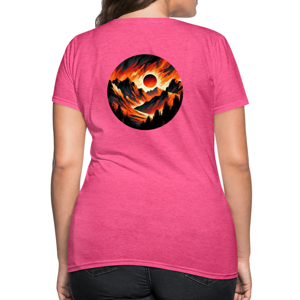 Women's Orange and Black Mountain Range T-Shirt with Logo - heather pink