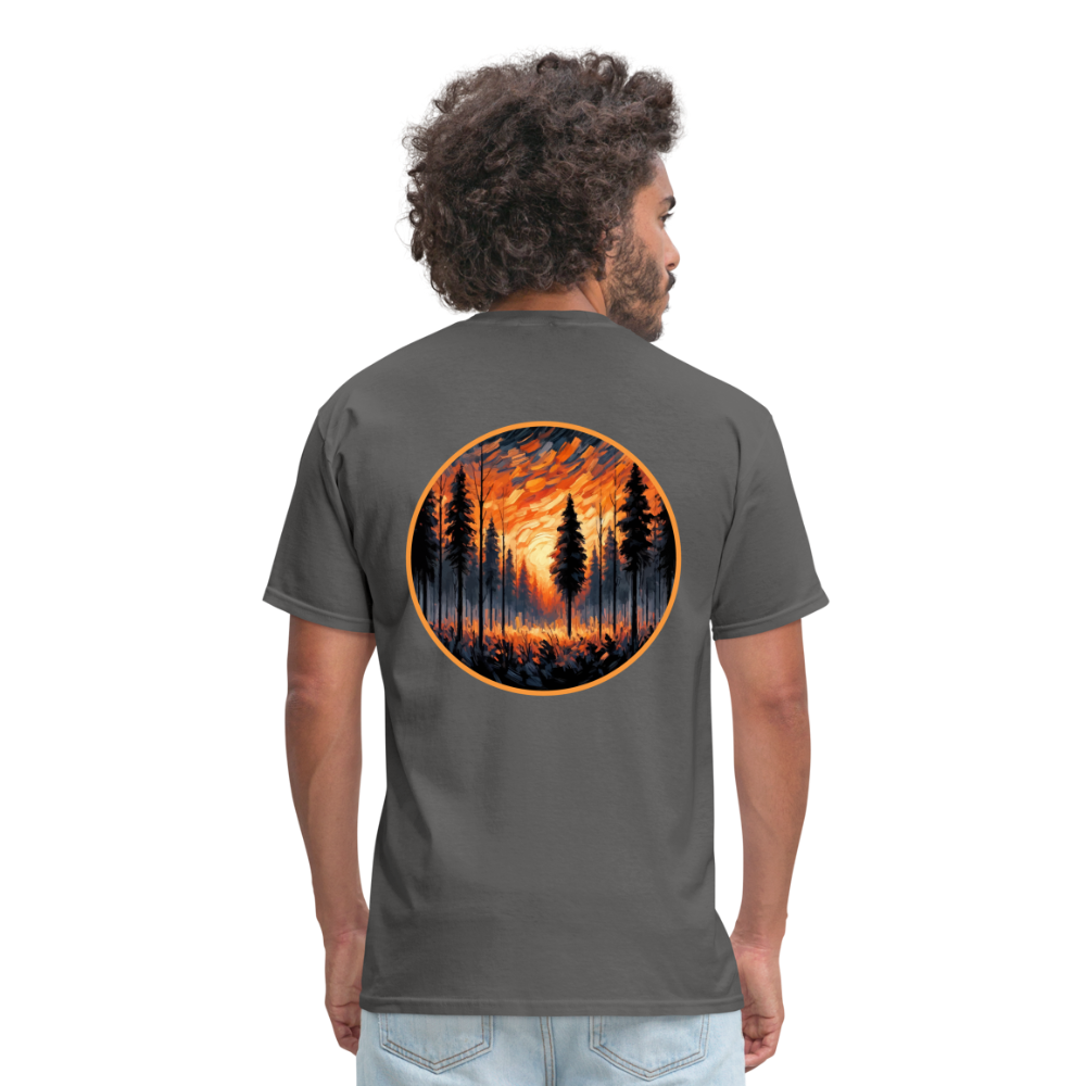 Orange Forest Sunset Unisex Classic T-Shirt with Logo - charcoal