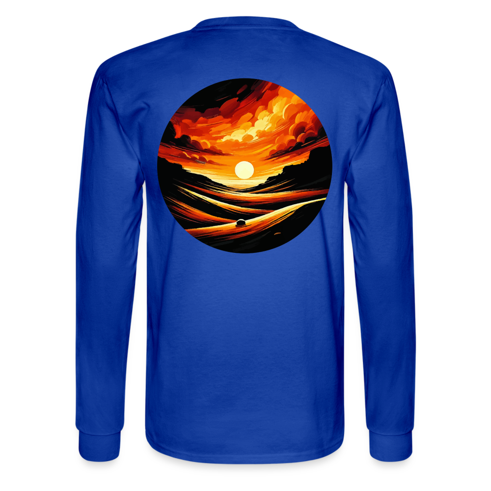 Men's Desert Sunset Graphic Long Sleeve Shirt with Logo - royal blue