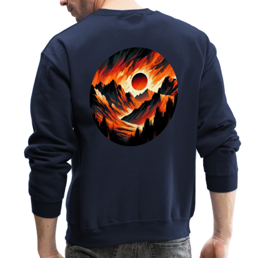 Orange and Black Mountain Range Crewneck Sweatshirt with Logo - navy