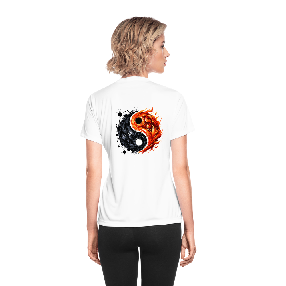 Women's Official Ink and Ember  Yin and Yang Moisture Wicking Performance T-Shirt with Logo - white