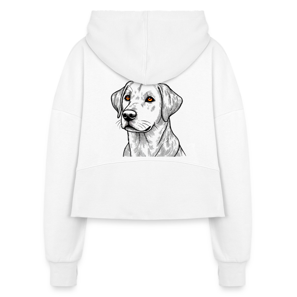 Women's Fine Line Labrador Graphic Half Zip Cropped Hoodie with Logo - white