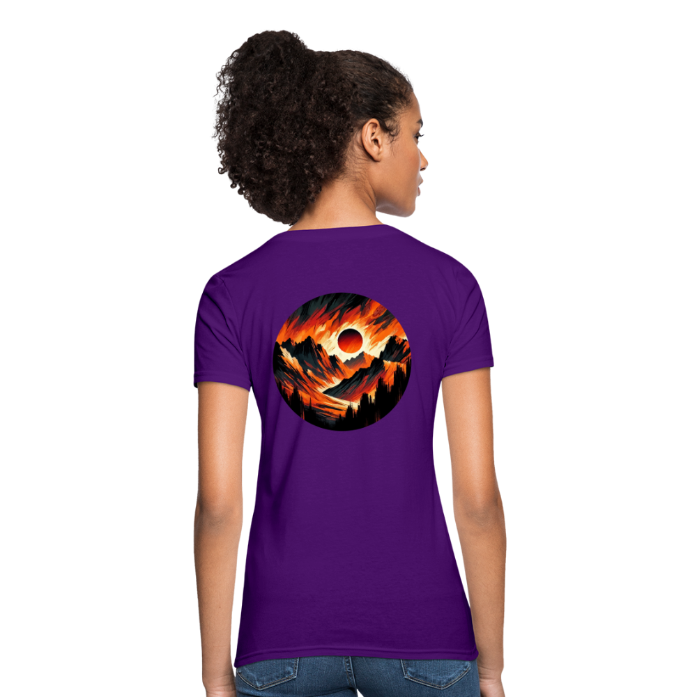 Women's Orange and Black Mountain Range T-Shirt with Logo - purple