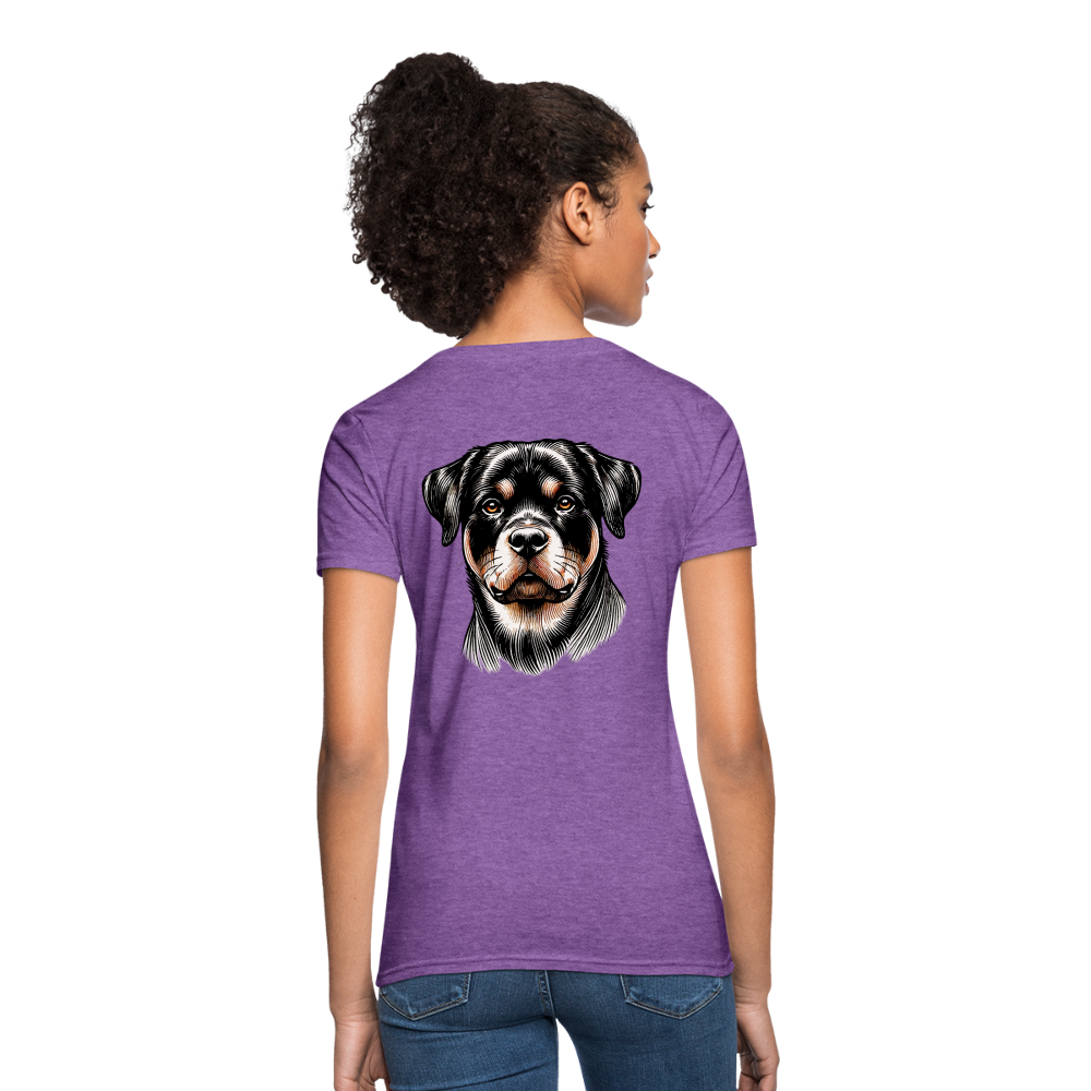 Fine Line Rottweiler Graphic Women's T-Shirt with Logo - purple heather