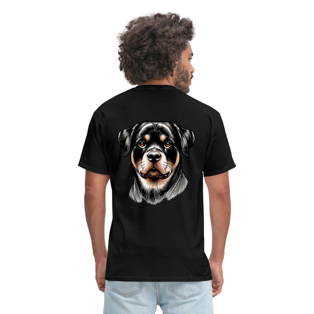 Fine Line Rottweiler Graphic Unisex Classic T-Shirt with Logo - black