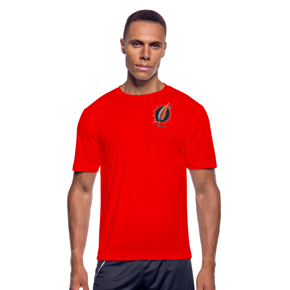 Men’s Desert Dunes Graphic Moisture Wicking Performance T-Shirt with Logo - red