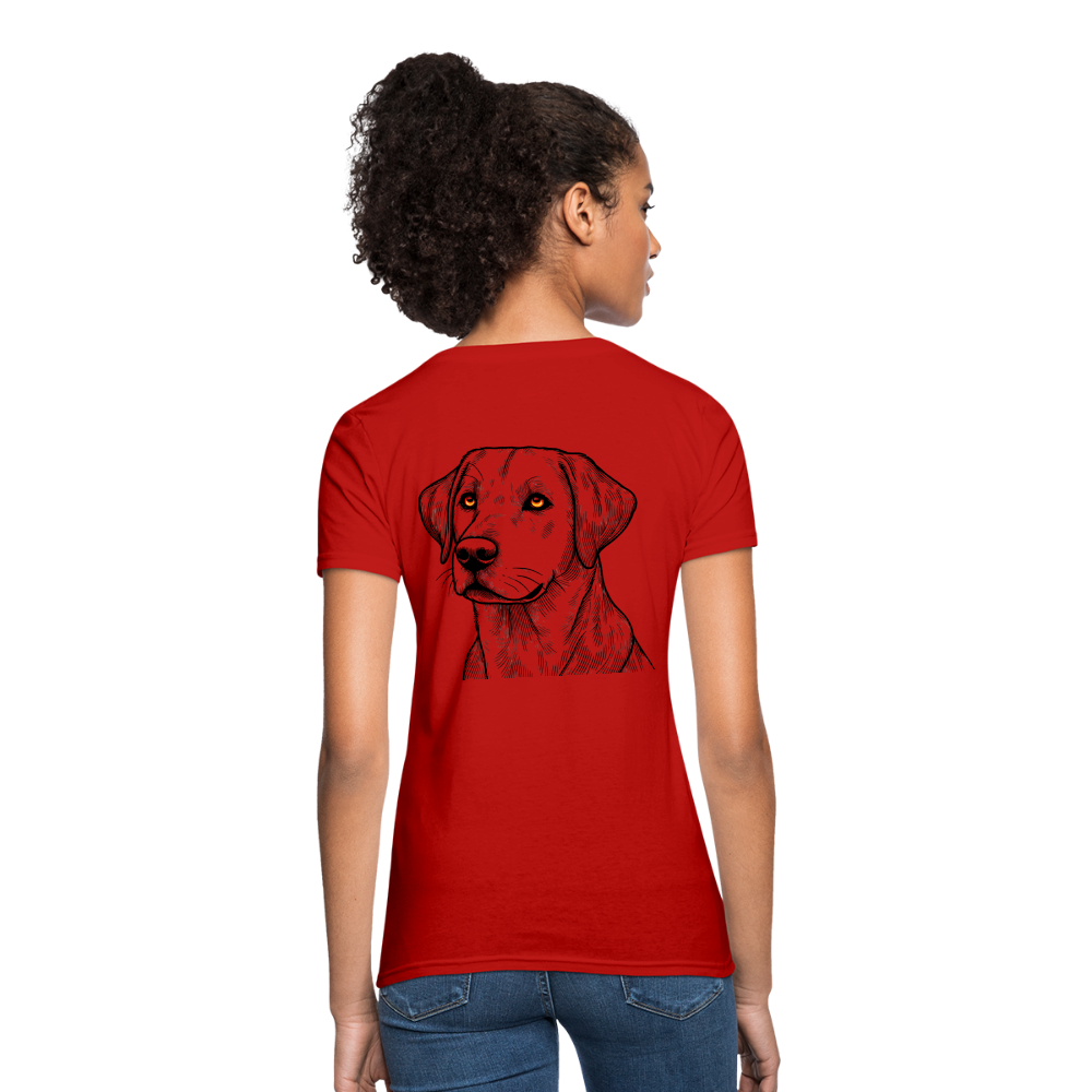 Women's Fine Line Labrador Graphic T-Shirt with Logo - red