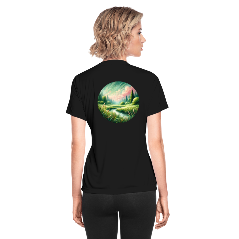 Women's Meadow Graphic Moisture Wicking Performance T-Shirt with Logo - black