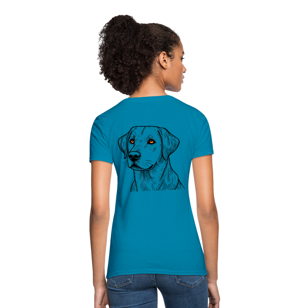 Women's Fine Line Labrador Graphic T-Shirt with Logo - turquoise