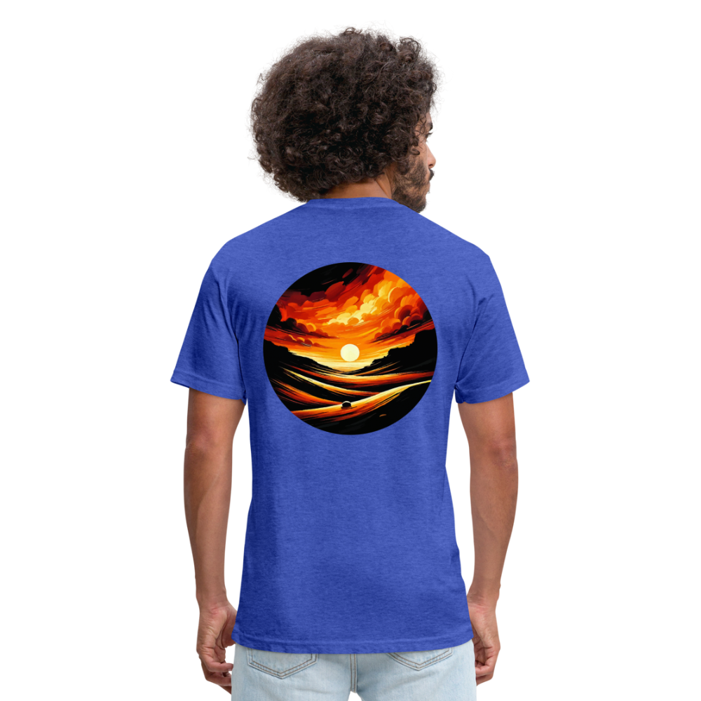 Desert Sunset Graphic Unisex Fitted Cotton/Poly T-Shirt with Logo - heather royal