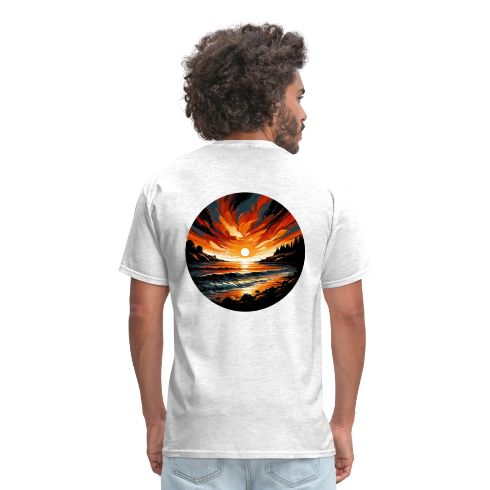 Beach Sunset Graphic Unisex Classic T-Shirt with Logo - light heather gray