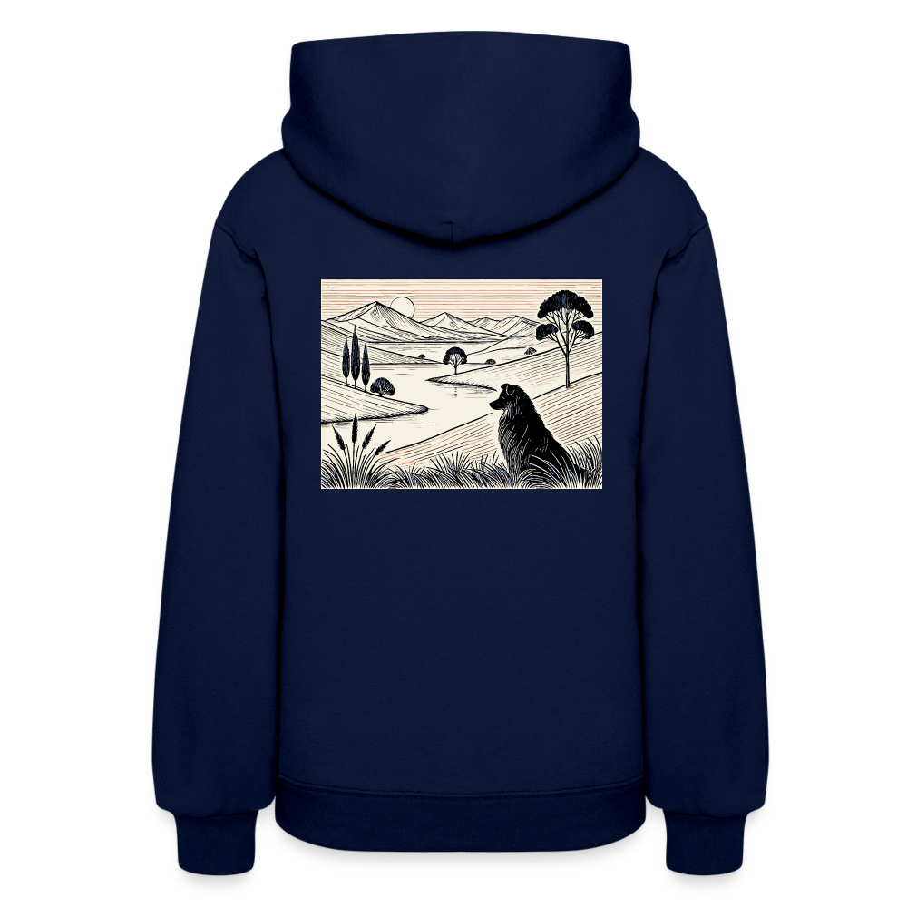 Women's Australian Shepherd Prairie Graphic Hoodie with Logo - navy