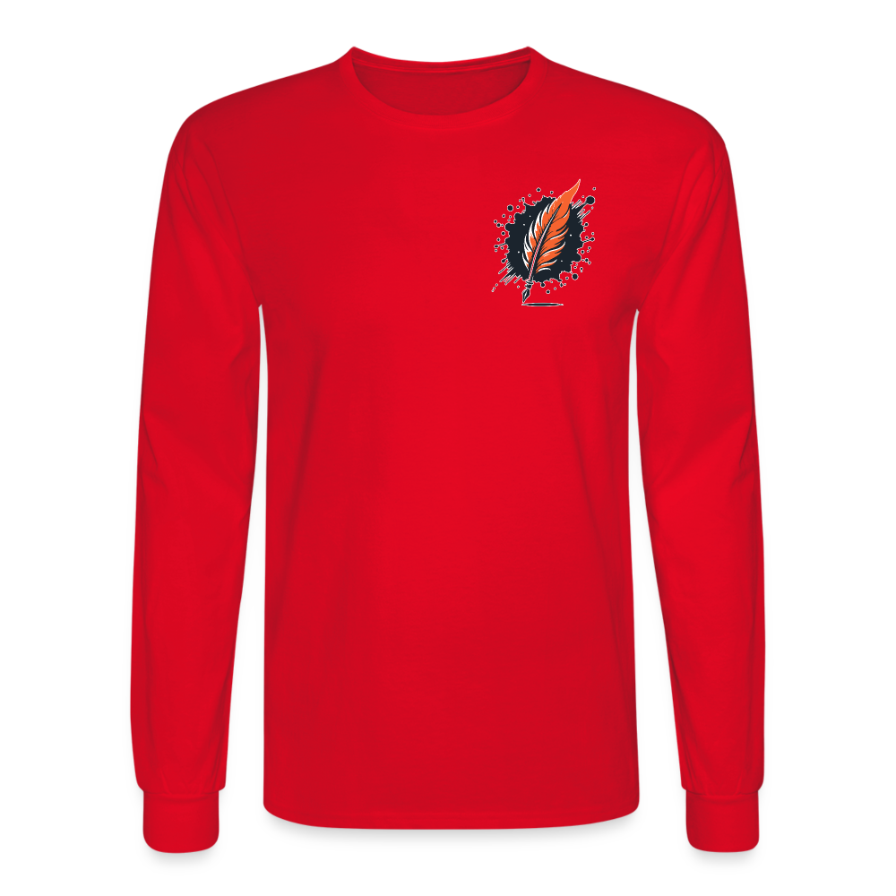 Men's Plain Long Sleeve Shirt with Logo - red