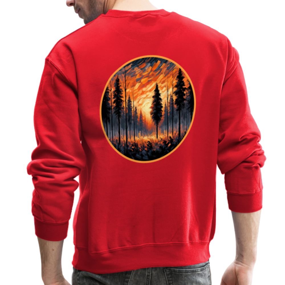 Orange Forest Sunset Crewneck Sweatshirt with Logo - red