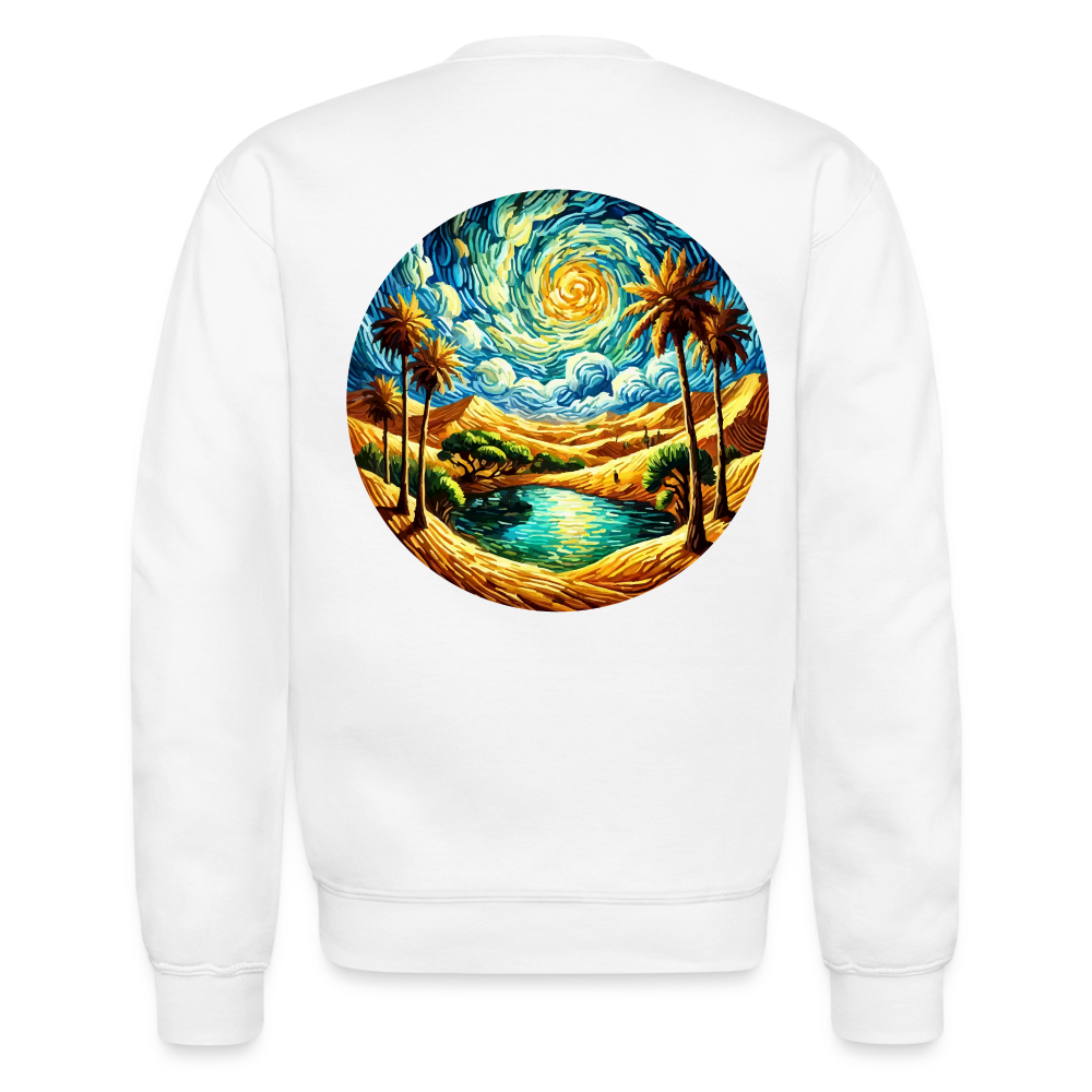 Desert Oasis Crewneck Sweatshirt with Logo - white