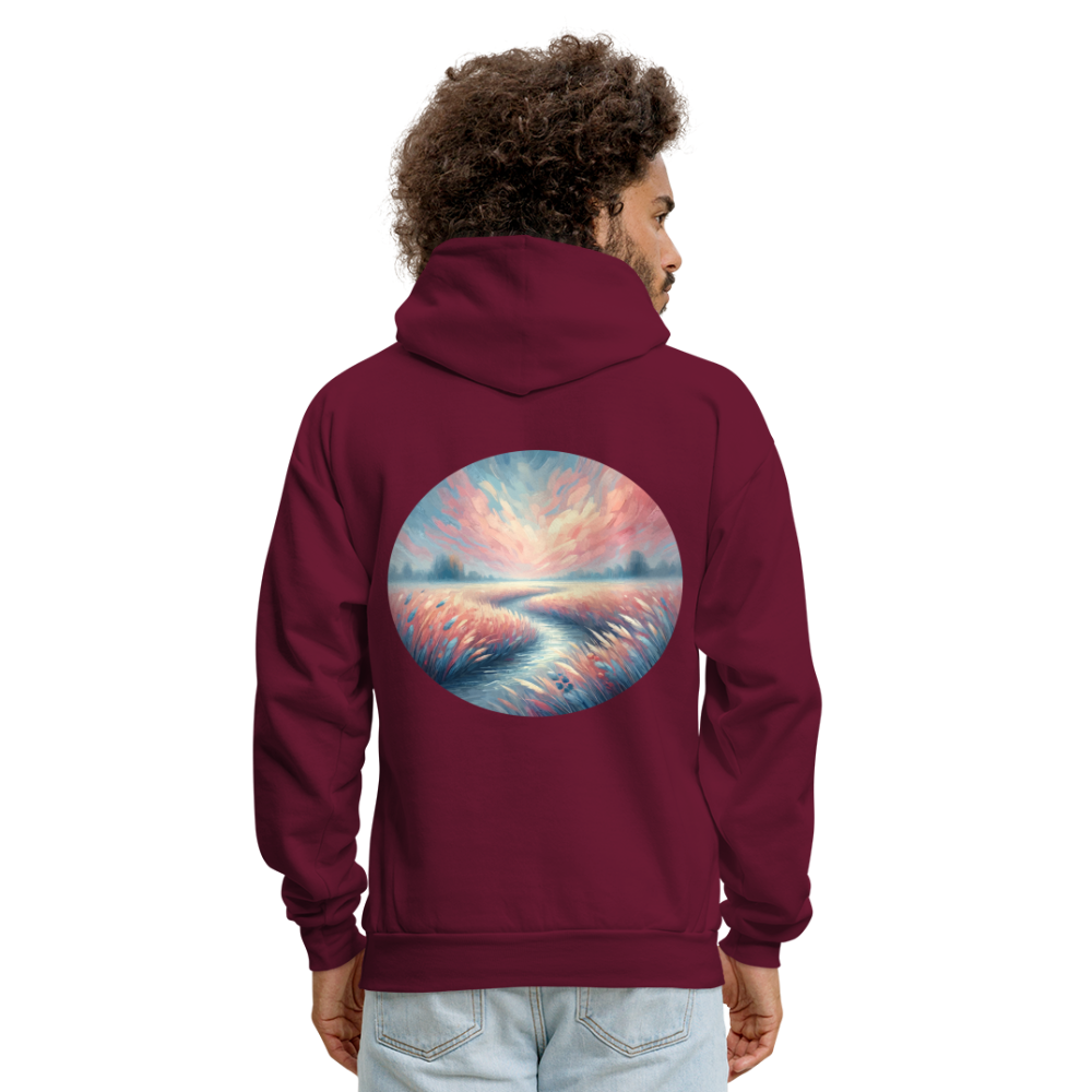 Men's River Meadow Graphic Hoodie with Logo - burgundy