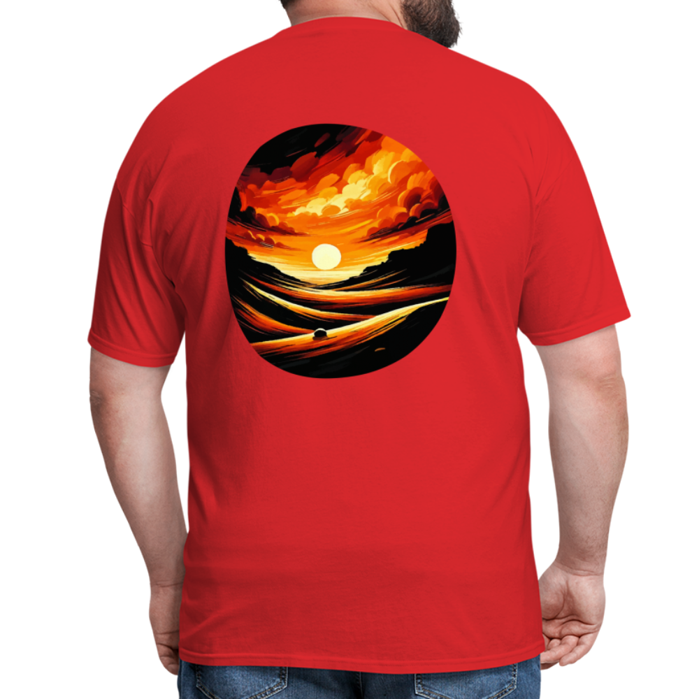 Desert Sunset Graphic Unisex Classic T-Shirt with Logo - red