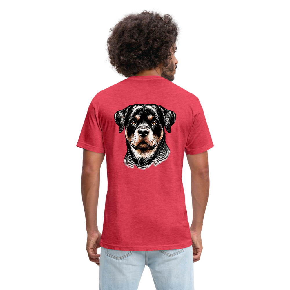 Fine Line Rottweiler Graphic Unisex Fitted Cotton/Poly T-Shirt with Logo - heather red