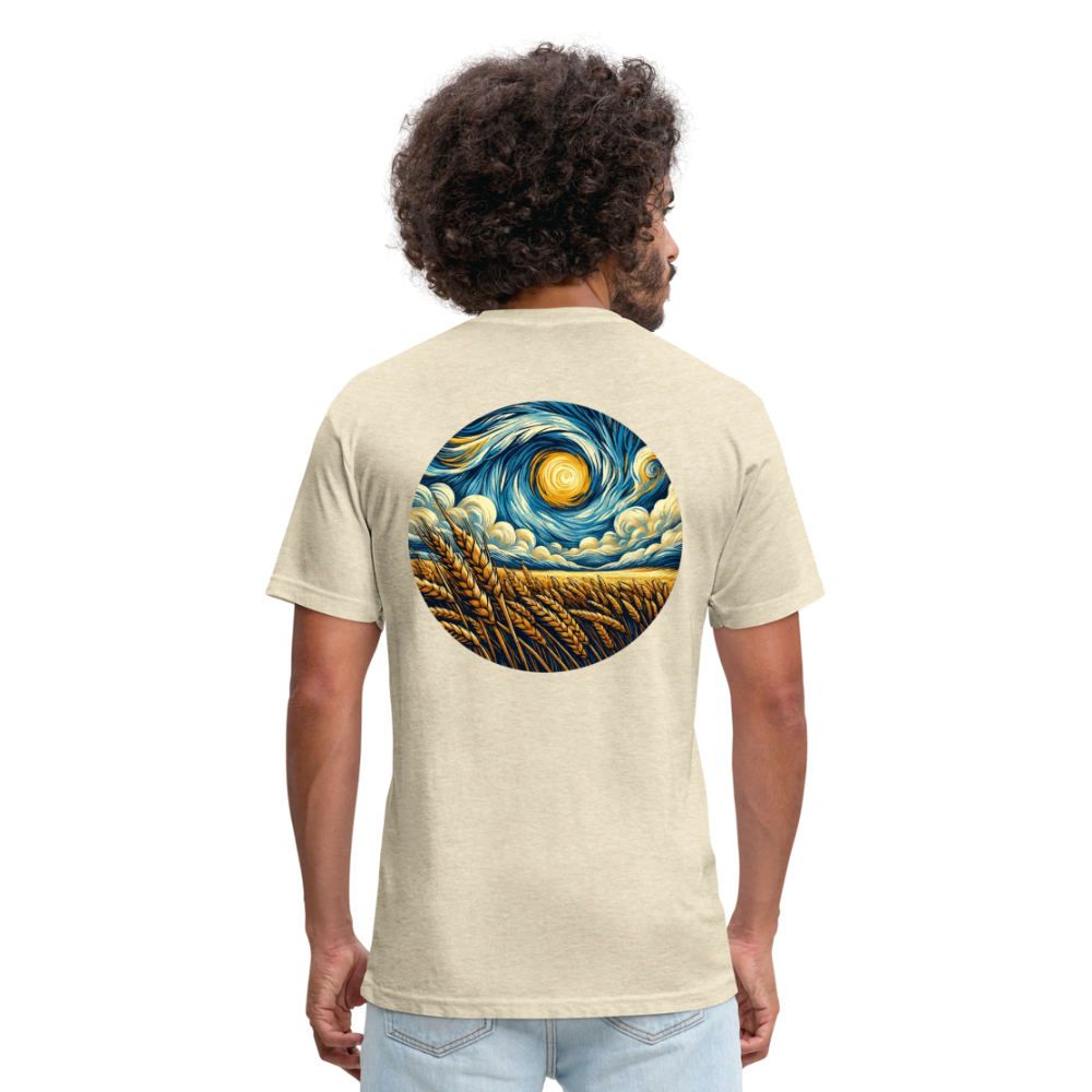 Wheat Field Graphic Unisex Fitted Cotton/Poly T-Shirt with Logo - heather cream