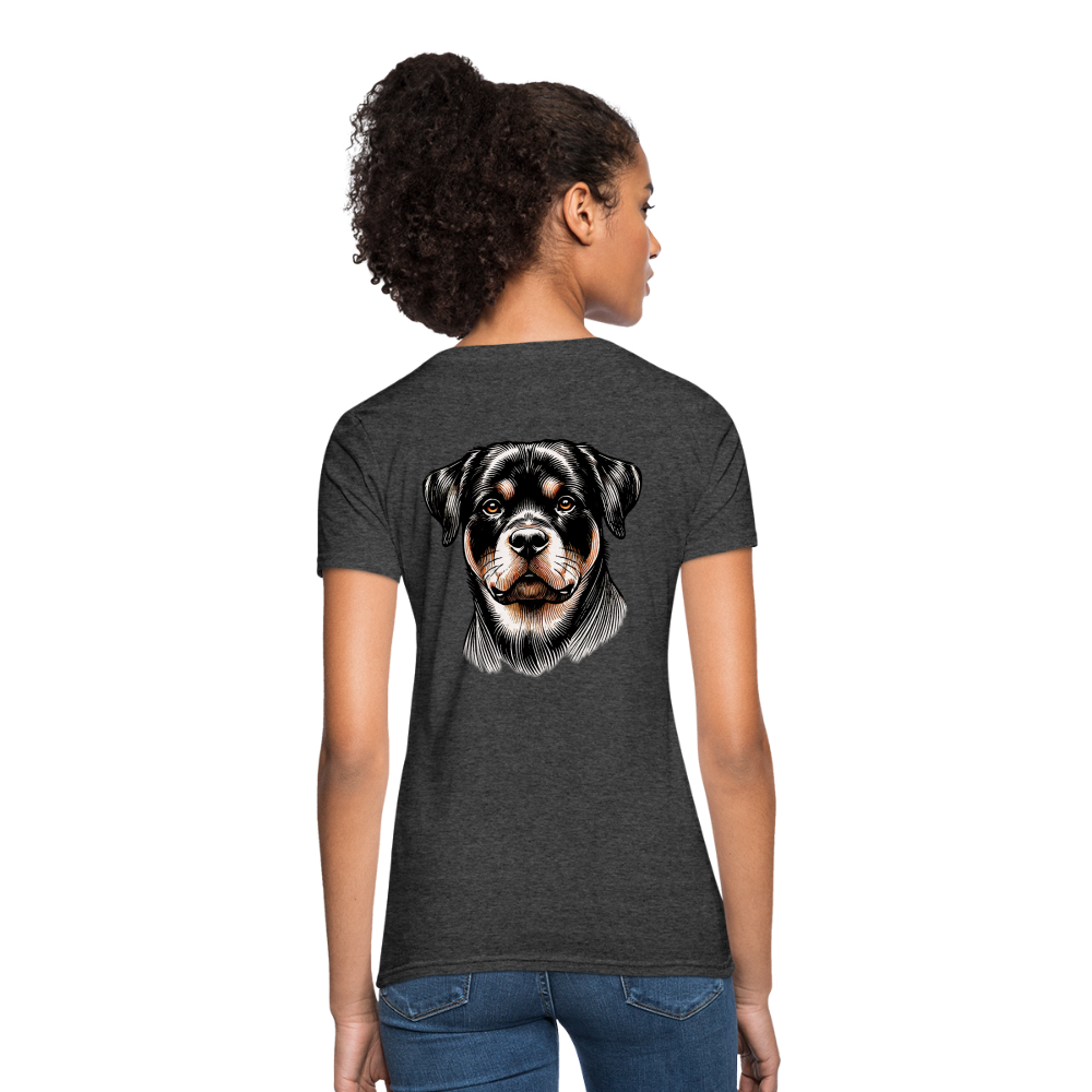 Fine Line Rottweiler Graphic Women's T-Shirt with Logo - heather black