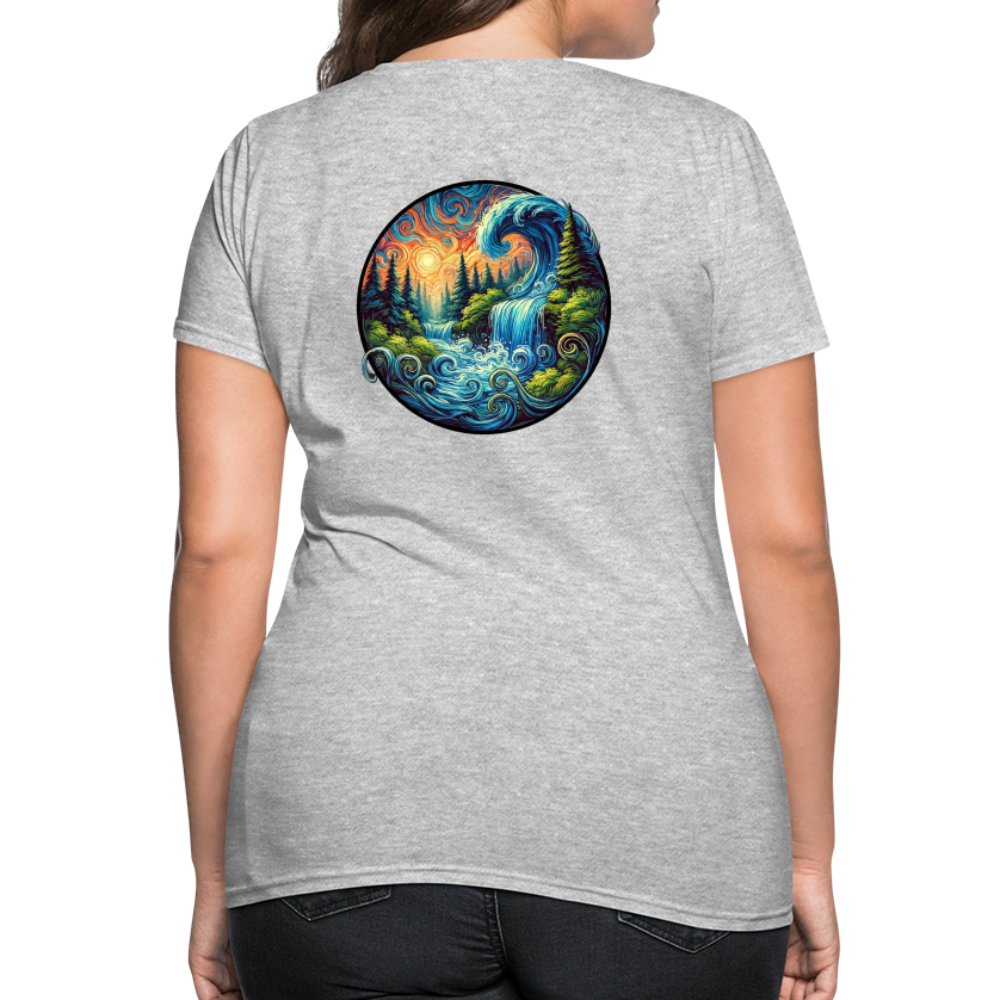 Women's Waterfall Graphic T-Shirt with Logo - heather gray