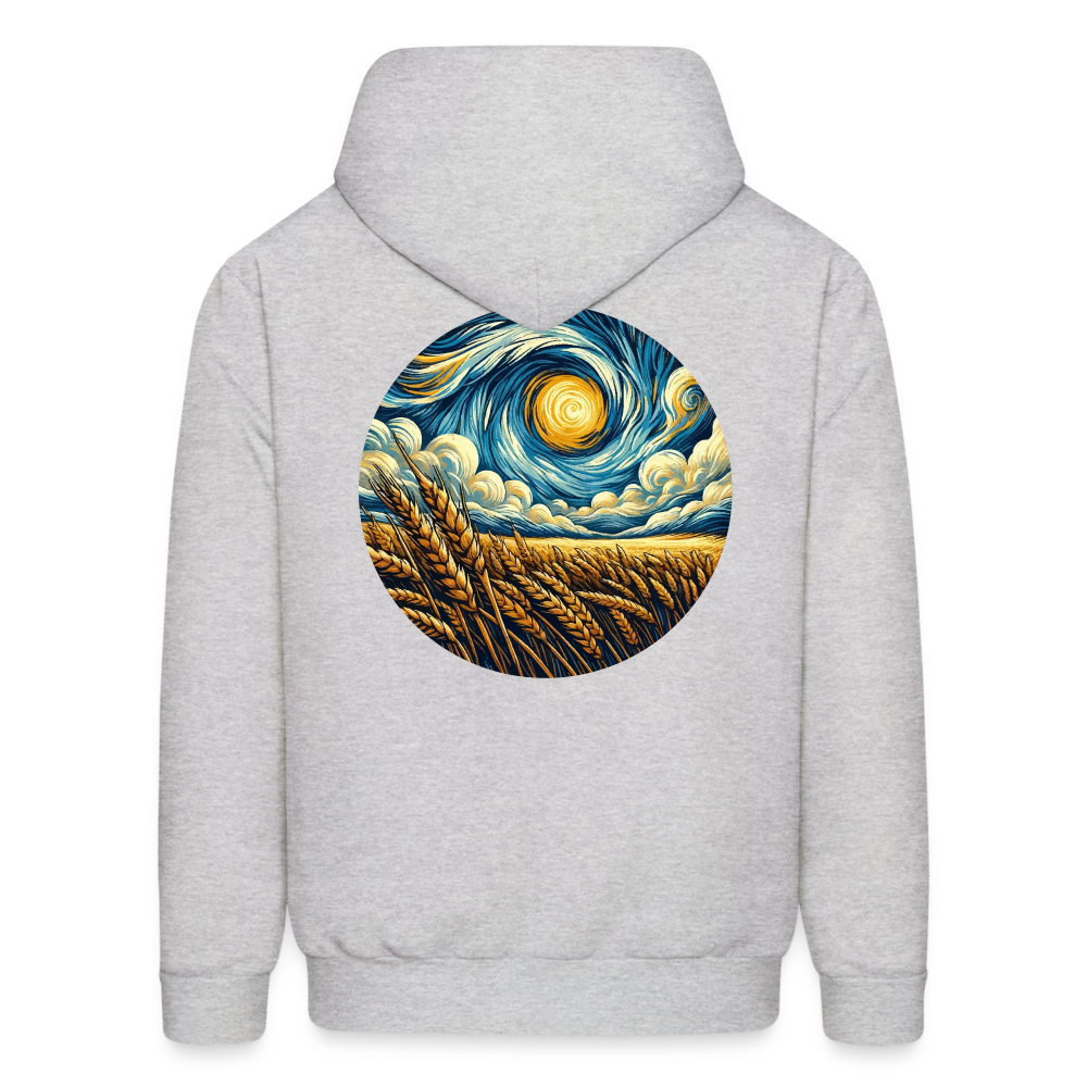 Men's Wheat Field Graphic Hoodie with Logo - ash 