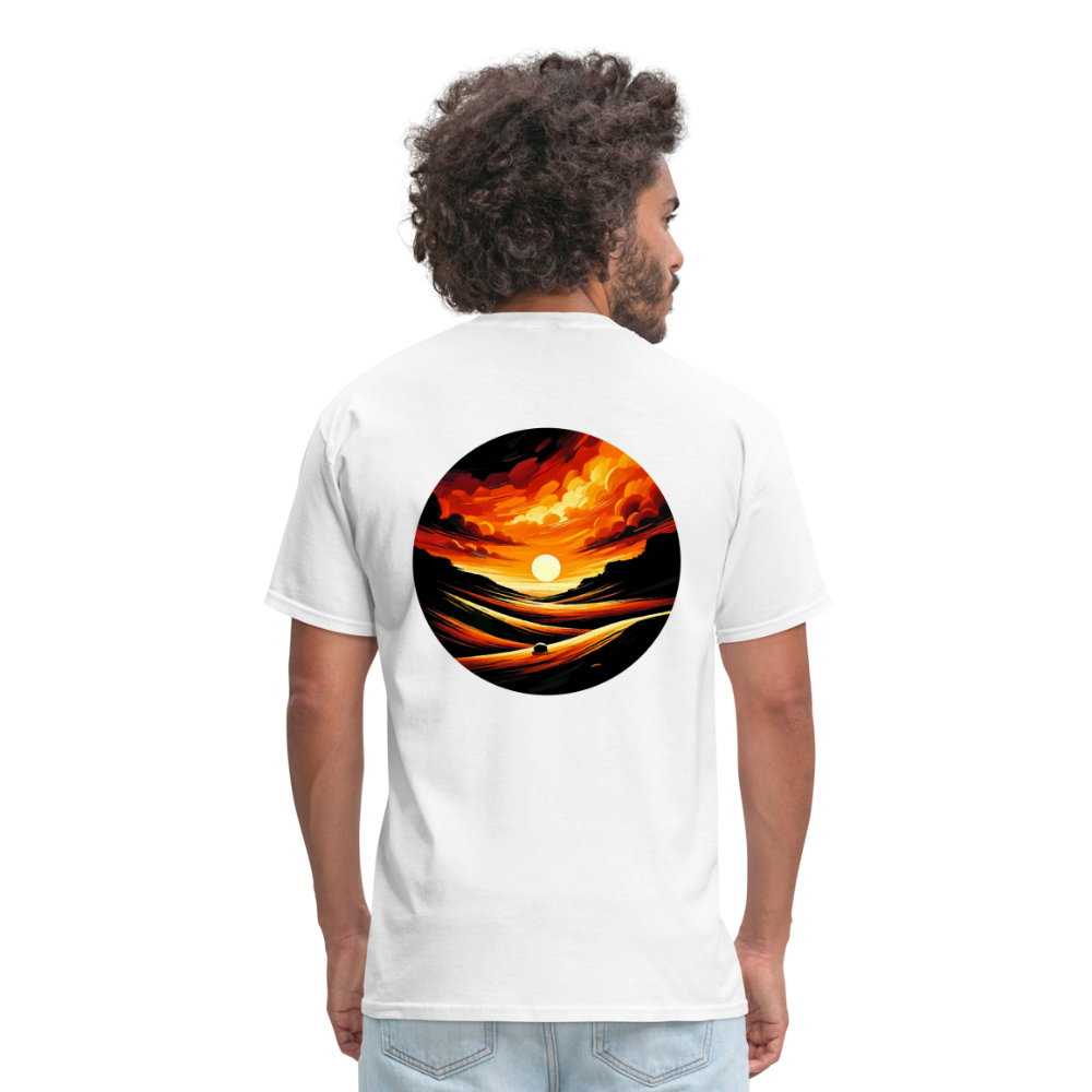 Desert Sunset Graphic Unisex Classic T-Shirt with Logo - white