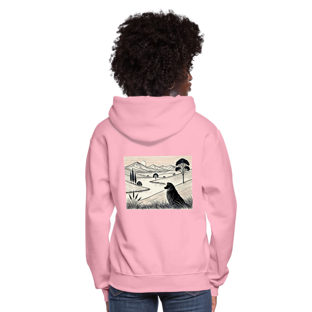 Women's Australian Shepherd Prairie Graphic Hoodie with Logo - classic pink