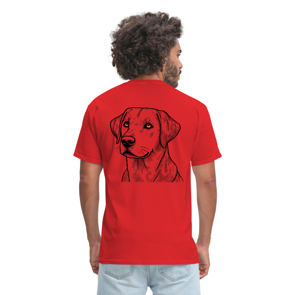 Fine Line Labrador Graphic Unisex Classic T-Shirt with Logo - red