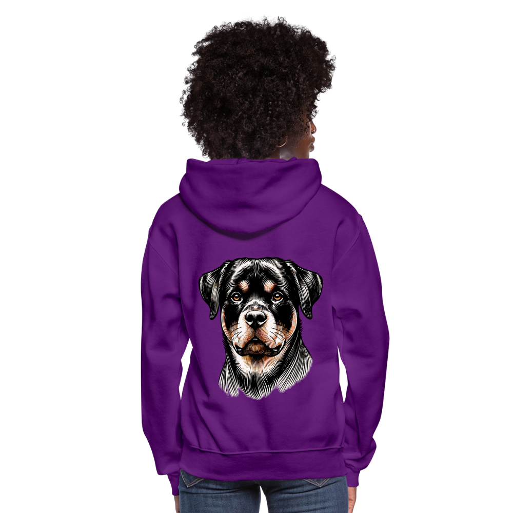 Women's Fine Line Rottweiler Graphic Hoodie with Logo - purple