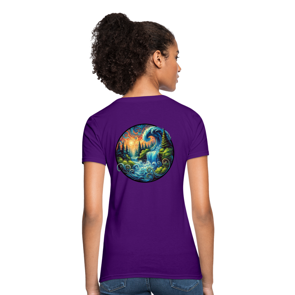 Women's Waterfall Graphic T-Shirt with Logo - purple